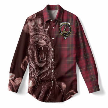 Wallace Tartan Women Casual Shirt Roaring Lion Heritage
