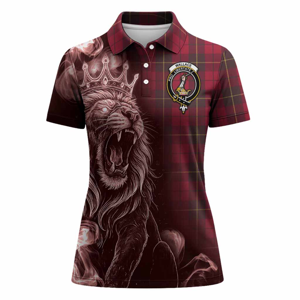 Wallace Tartan Women Polo Shirt Roaring Lion Heritage