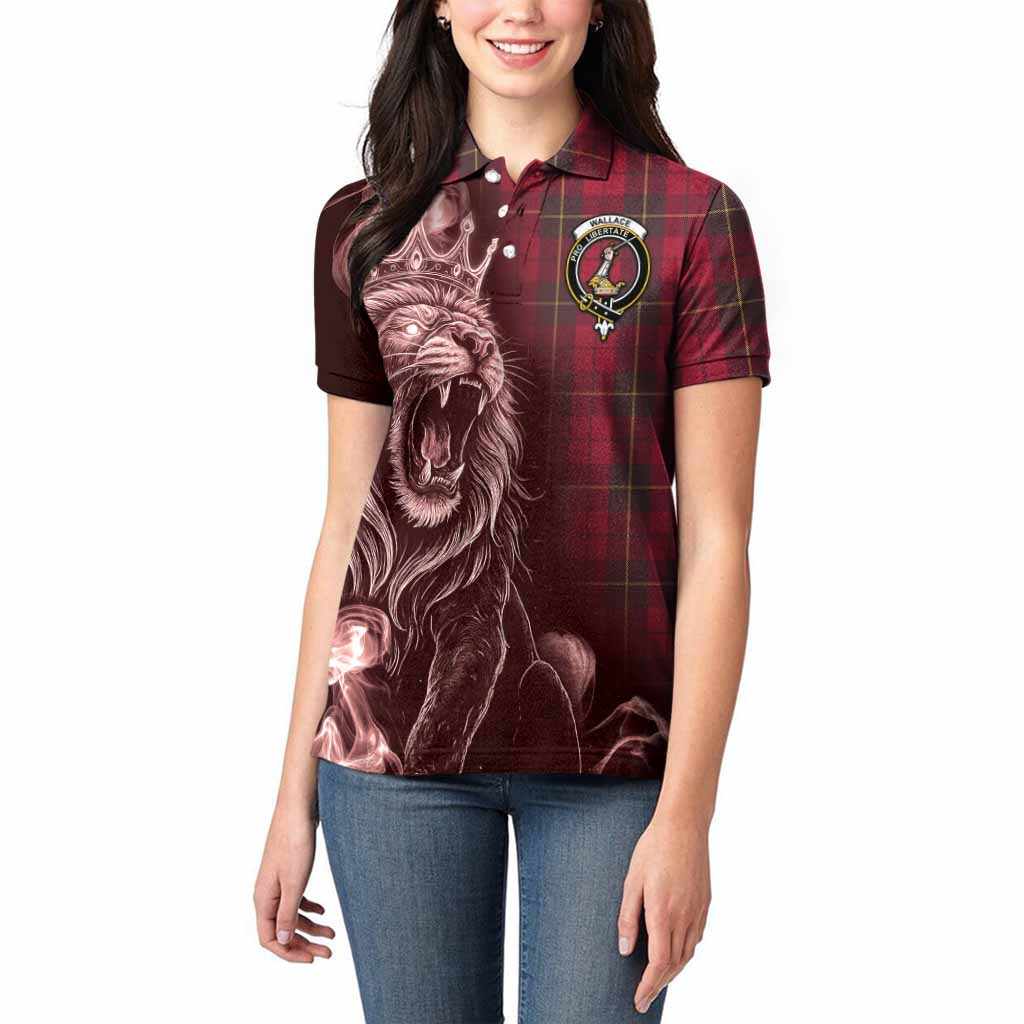 Wallace Tartan Women Polo Shirt Roaring Lion Heritage
