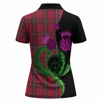 Wallace Tartan Women Polo Shirt Traditional Scottish Thistle