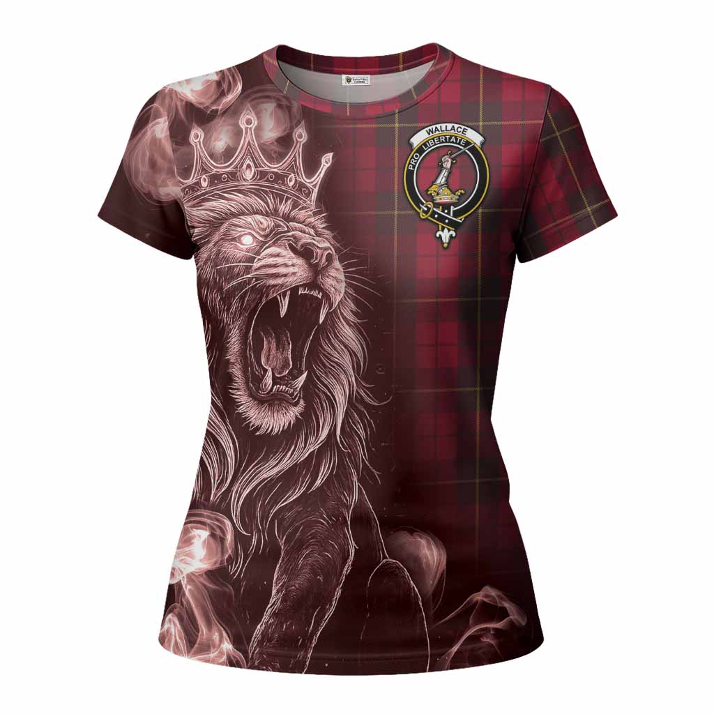 Wallace Tartan Women T shirt Roaring Lion Heritage
