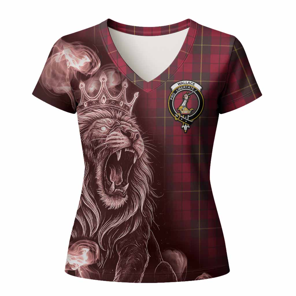 Wallace Tartan Women T shirt Roaring Lion Heritage