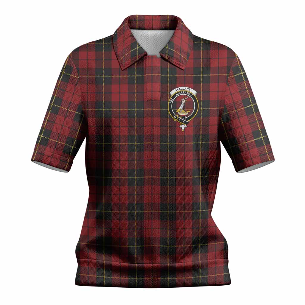 Wallace Tartan Women’s Polo Sweater Top with Family Crest