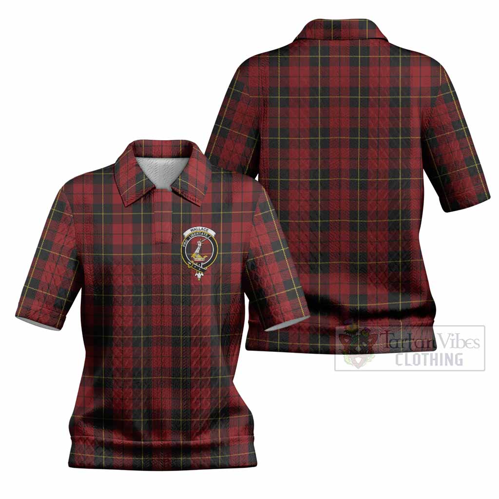 Wallace Tartan Women’s Polo Sweater Top with Family Crest