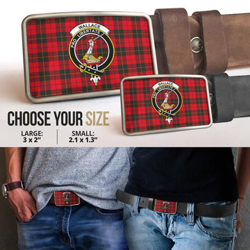 Wallace Weathered Tartan Belt Buckles with Family Crest