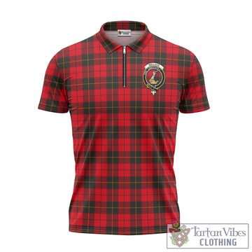 Wallace Weathered Tartan Zipper Polo Shirt with Family Crest