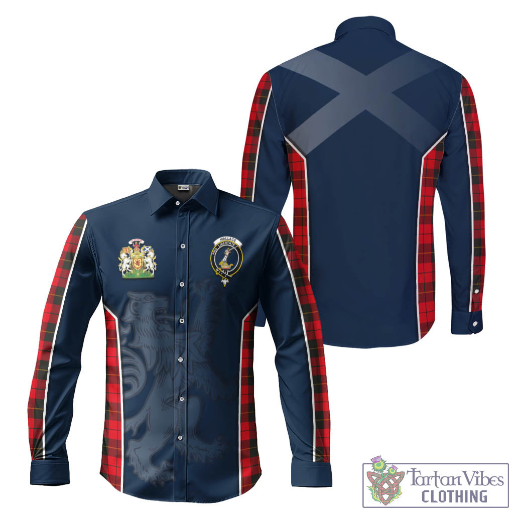 Wallace Weathered Tartan Long Sleeve Button Up Shirt with Family Crest and Lion Rampant Vibes Sport Style
