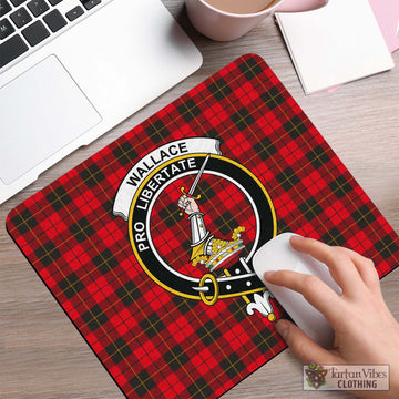 Wallace Weathered Tartan Mouse Pad with Family Crest