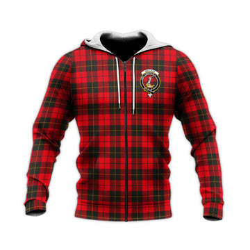 Wallace Weathered Tartan Knitted Hoodie with Family Crest