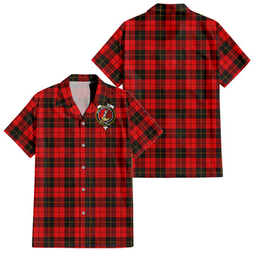 Wallace Weathered Tartan Short Sleeve Button Down Shirt with Family Crest