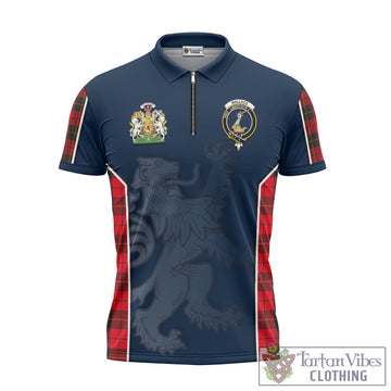 Wallace Weathered Tartan Zipper Polo Shirt with Family Crest and Lion Rampant Vibes Sport Style