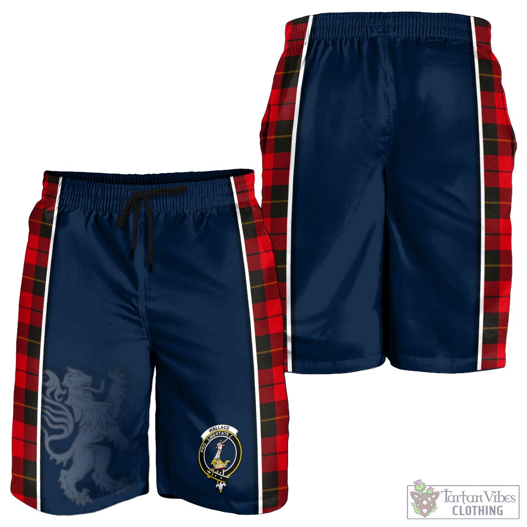 Tartan Vibes Clothing Wallace Weathered Tartan Men's Shorts with Family Crest and Lion Rampant Vibes Sport Style