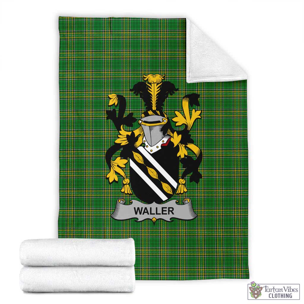 Waller Irish Clan Tartan Blanket with Coat of Arms X-Large 59 x 79 inches 150 x 200 cm - Tartan Vibes Clothing