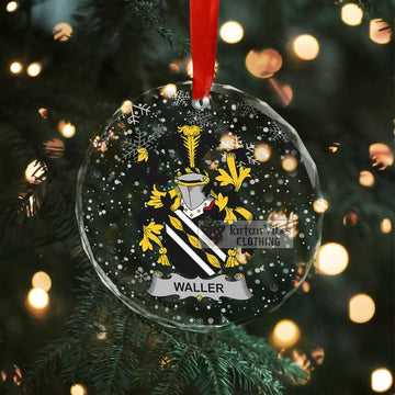 Tartan Vibes Clothing Waller Irish Clan Christmas Glass Ornament with Coat of Arms
