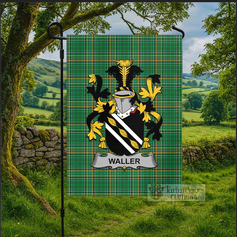 Waller Irish Clan Tartan Flag with Coat of Arms