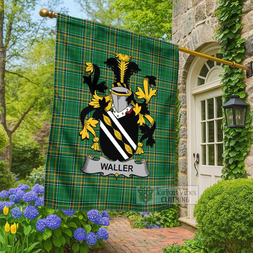 Waller Irish Clan Tartan Flag with Coat of Arms