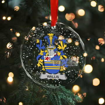 Tartan Vibes Clothing Wallis Irish Clan Christmas Glass Ornament with Coat of Arms