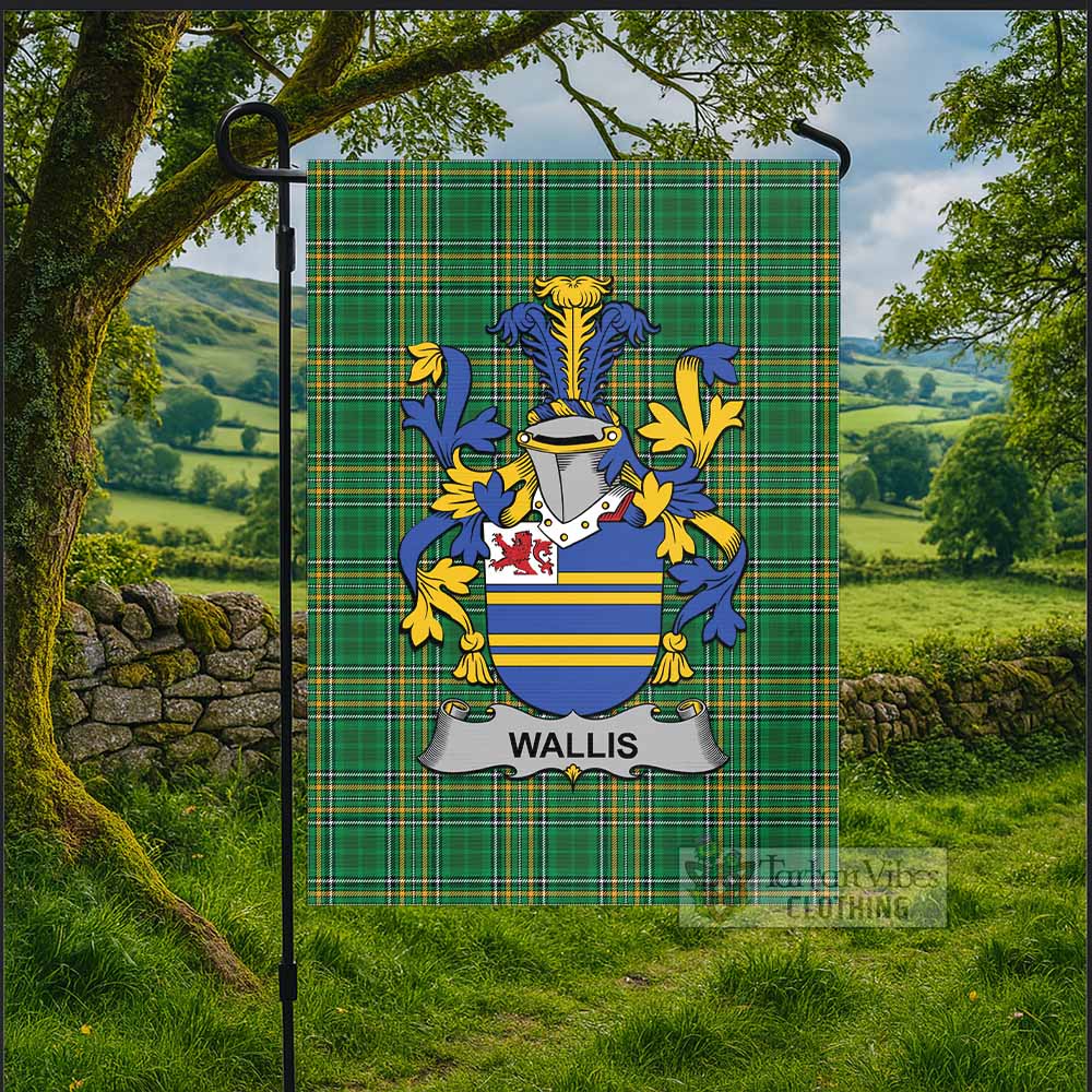Wallis Irish Clan Tartan Flag with Coat of Arms