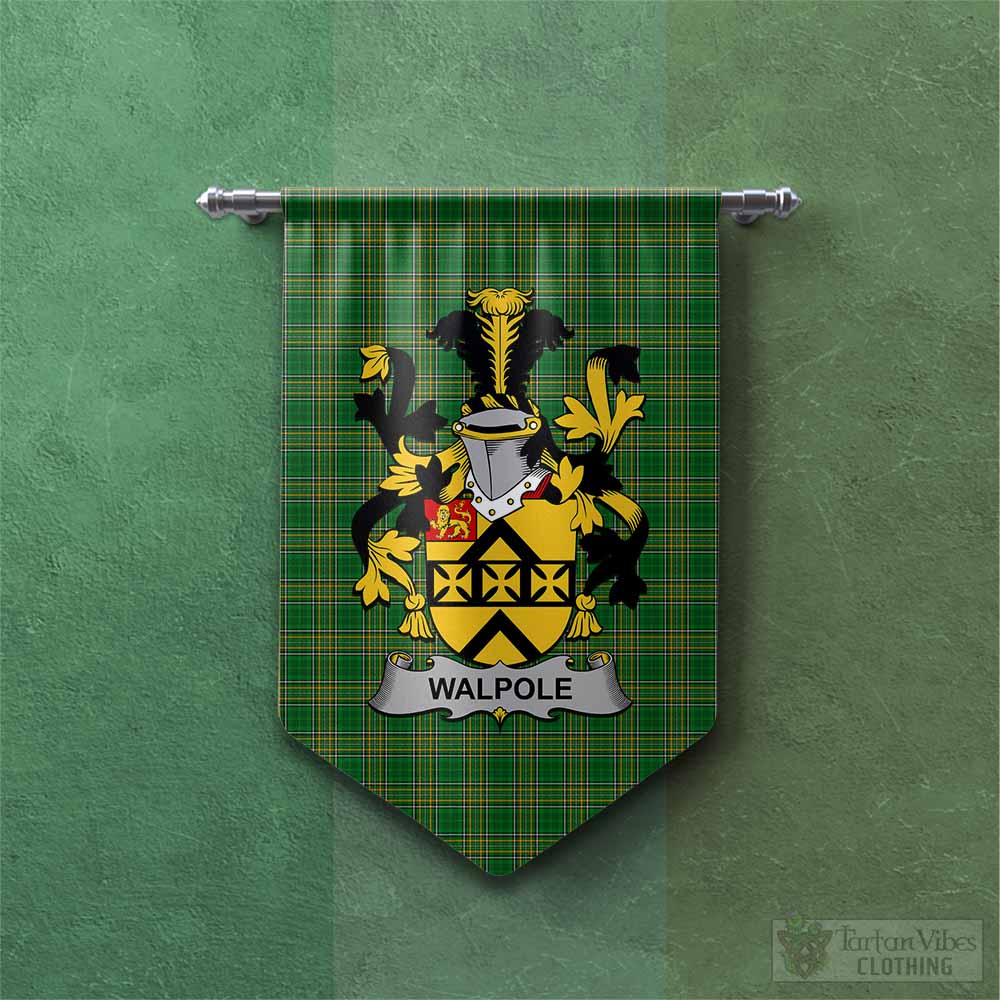 Tartan Vibes Clothing Walpole Irish Clan Tartan Gonfalon, Tartan Banner with Coat of Arms