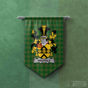 Walpole Irish Clan Tartan Gonfalon, Tartan Banner with Coat of Arms
