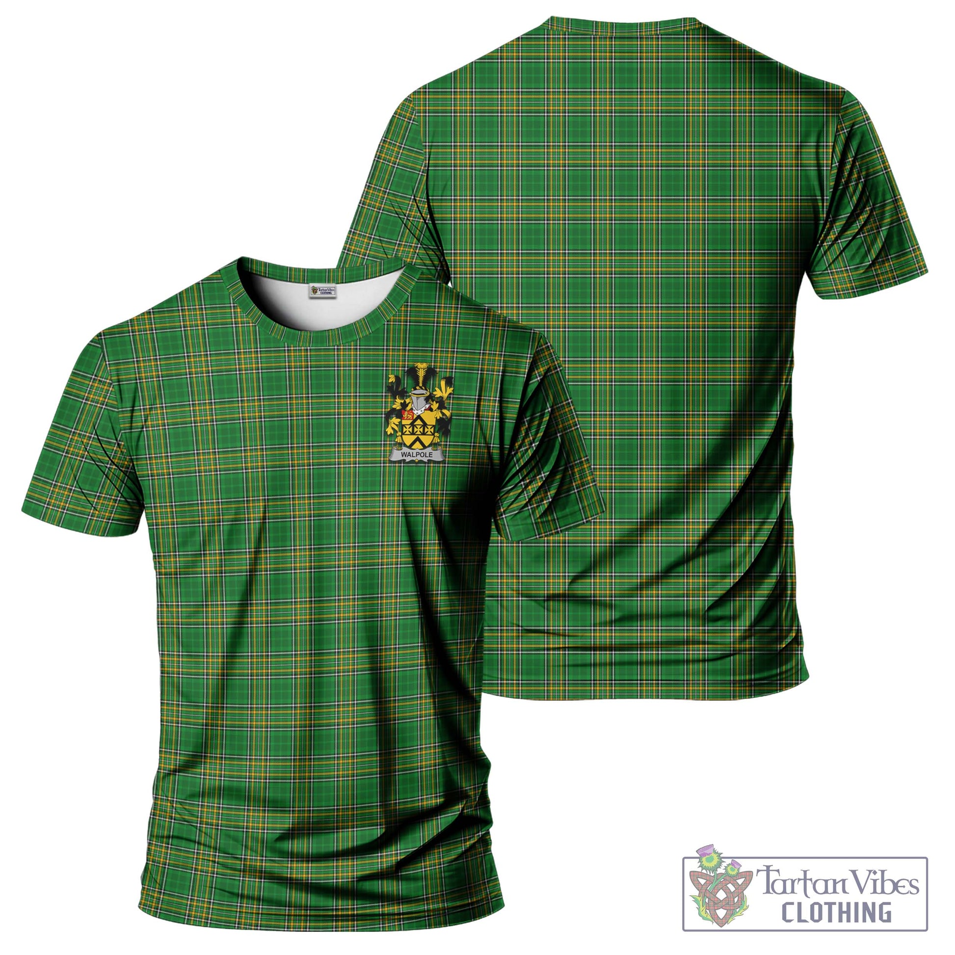 Walpole Irish Clan Tartan T-Shirt with Family Seal Kid's Shirt - Tartan Vibes Clothing