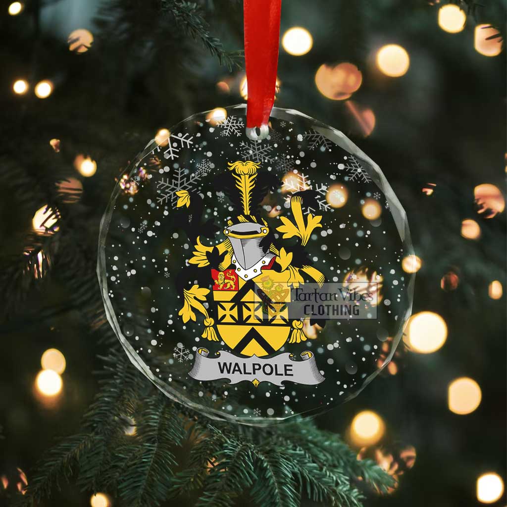 Walpole Irish Clan Christmas Glass Ornament with Coat of Arms - 2D-tartanvibesclothing