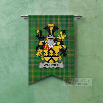 Walpole Irish Clan Tartan Gonfalon, Tartan Banner with Coat of Arms