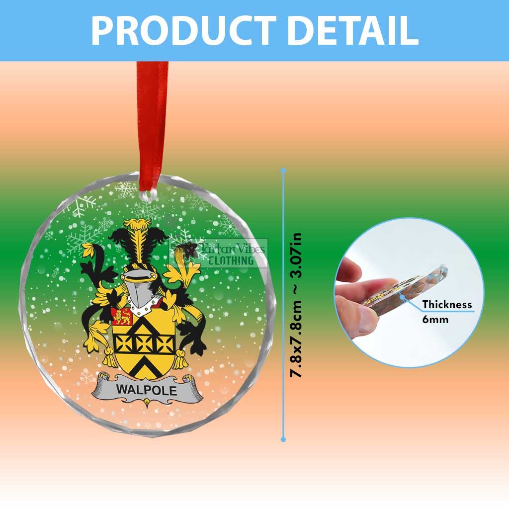 Walpole Irish Clan Christmas Glass Ornament with Coat of Arms - 2D-tartanvibesclothing