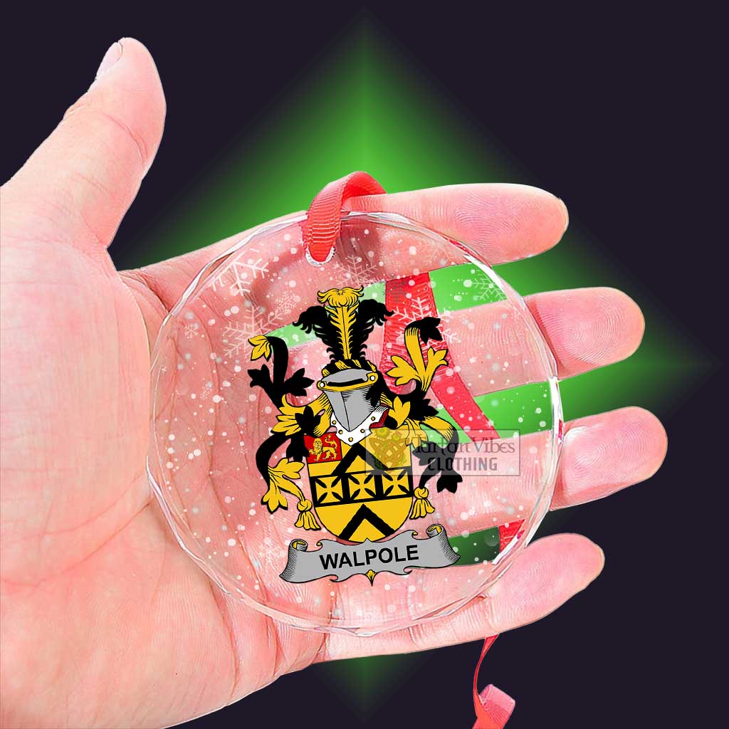 Walpole Irish Clan Christmas Glass Ornament with Coat of Arms - 2D-tartanvibesclothing