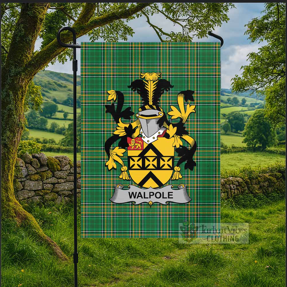 Walpole Irish Clan Tartan Flag with Coat of Arms