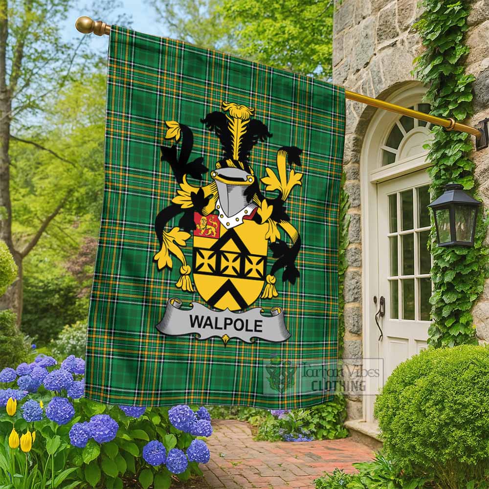 Walpole Irish Clan Tartan Flag with Coat of Arms