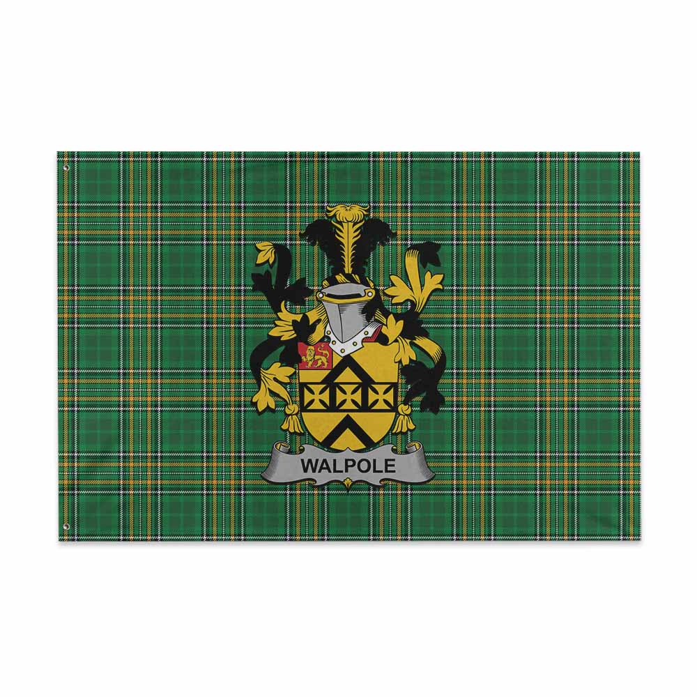 Tartan Vibes Clothing Walpole Irish Clan Tartan House Flag with Coat of Arms