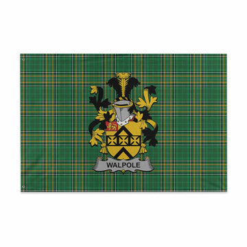 Walpole Irish Clan Tartan House Flag with Coat of Arms