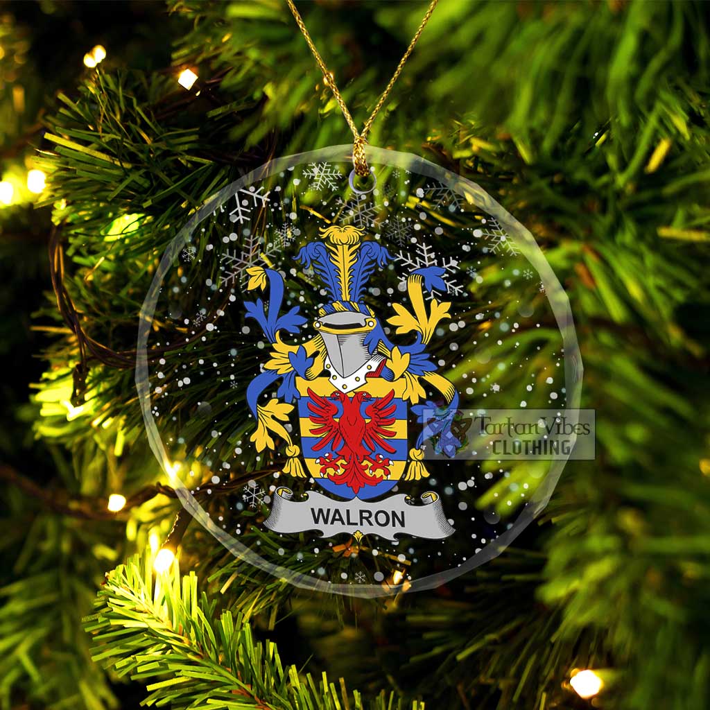 Walron Irish Clan Christmas Glass Ornament with Coat of Arms Transparent Glass Circle - 2D-tartanvibesclothing