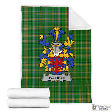 Tartan Vibes Clothing Walron Irish Clan Tartan Blanket with Coat of Arms