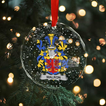Tartan Vibes Clothing Walron Irish Clan Christmas Glass Ornament with Coat of Arms