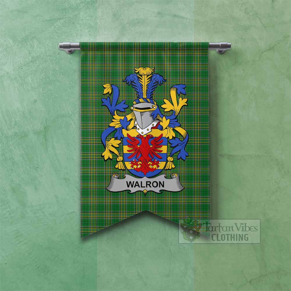 Walron Irish Clan Tartan Gonfalon, Tartan Banner with Coat of Arms Fishtail - Tartan Vibes Clothing