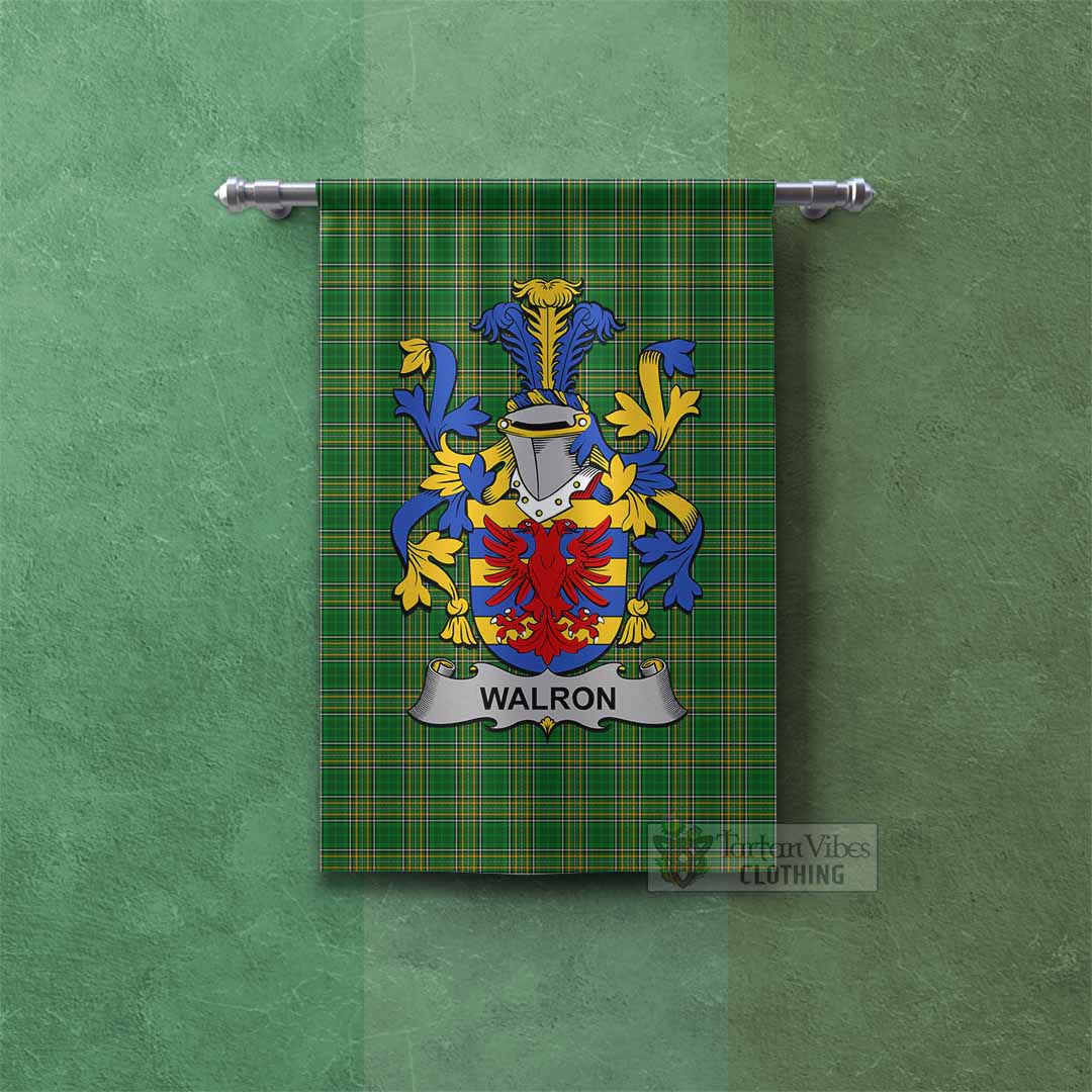 Walron Irish Clan Tartan Gonfalon, Tartan Banner with Coat of Arms Rectangle - Tartan Vibes Clothing