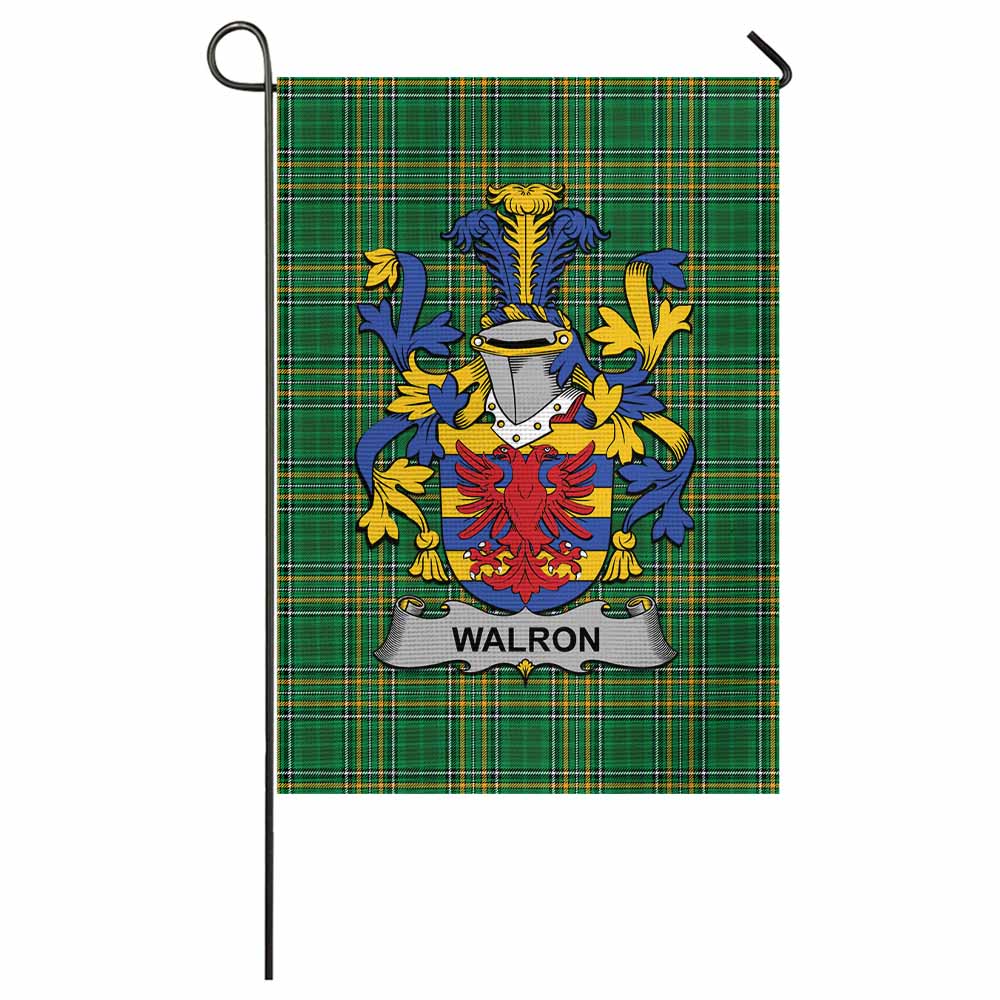 Walron Irish Clan Tartan Flag with Coat of Arms