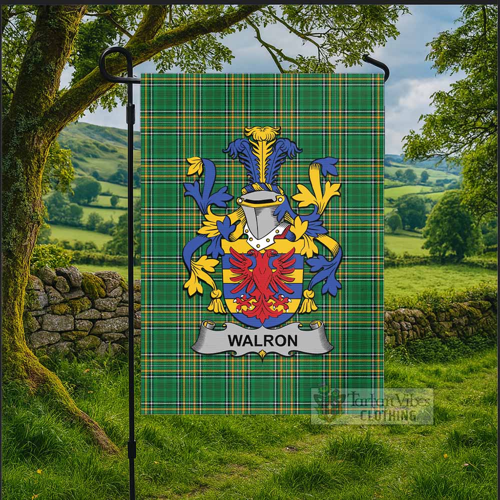 Walron Irish Clan Tartan Flag with Coat of Arms