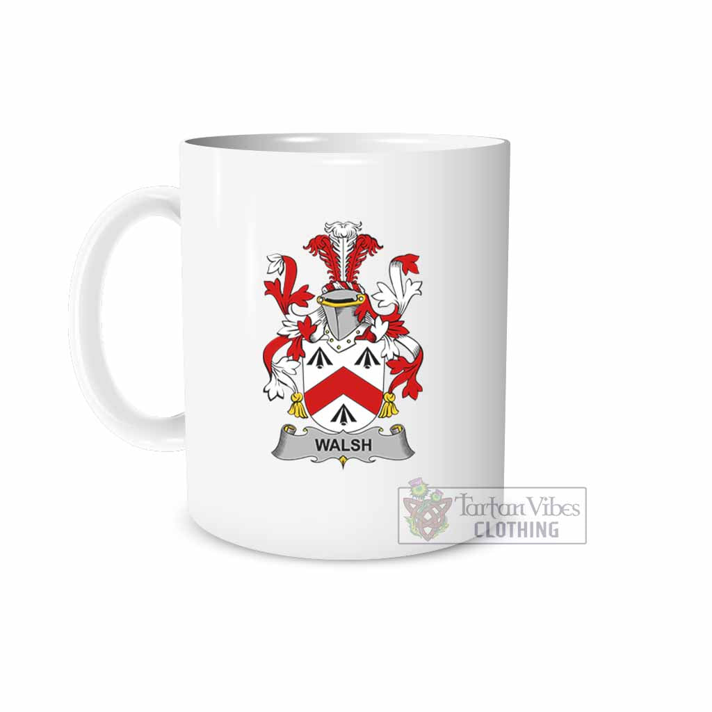 Walsh Irish Clan Coat of Arms Ceramic Mug White - 2D-tartanvibesclothing