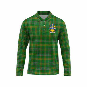Walter Irish Clan Tartan Long Sleeve Polo Shirt with Coat of Arms Unisex - Tartan Vibes Clothing