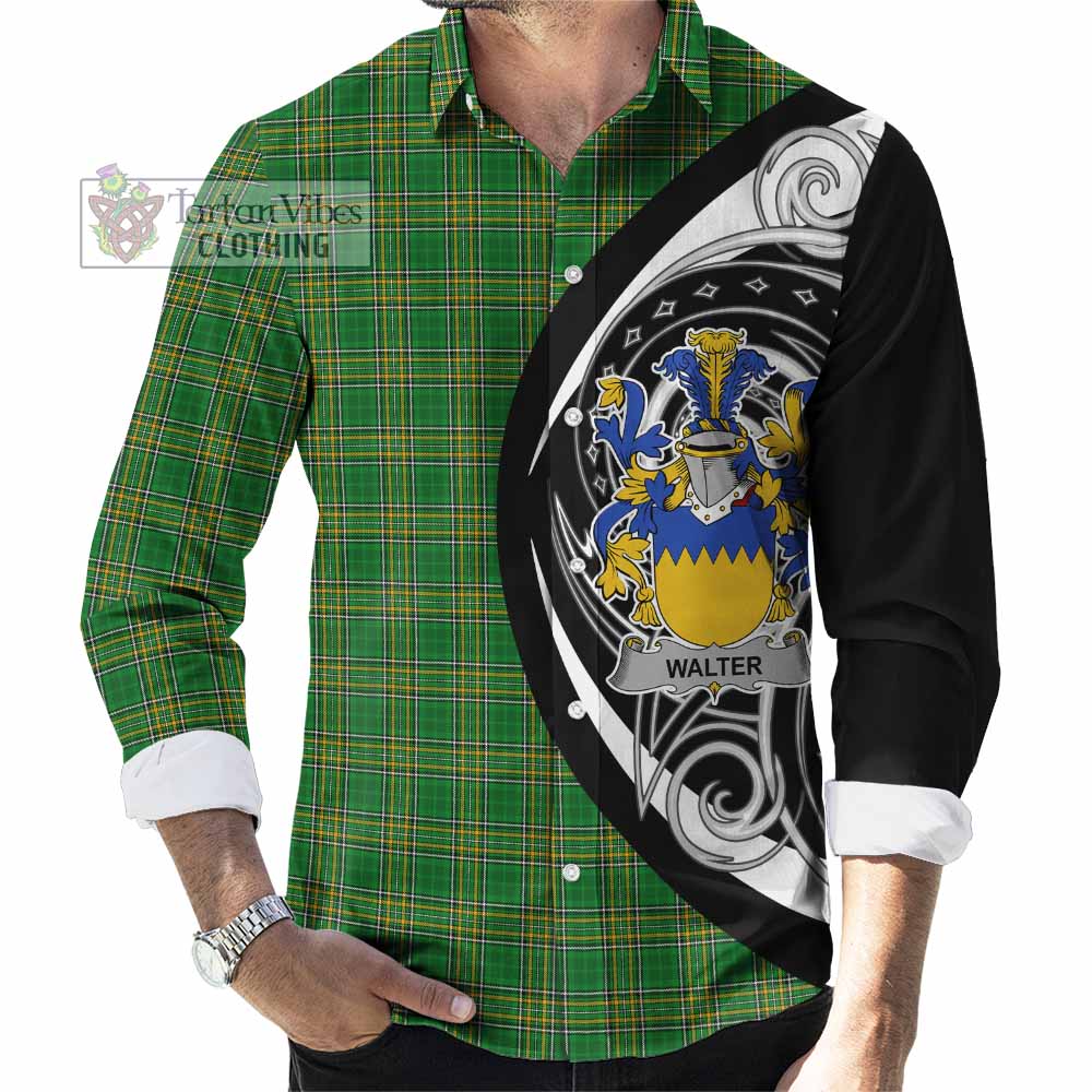 Walter Irish Clan Long Sleeve Button Shirt Celtic Circle Style - Tartan Vibes Clothing