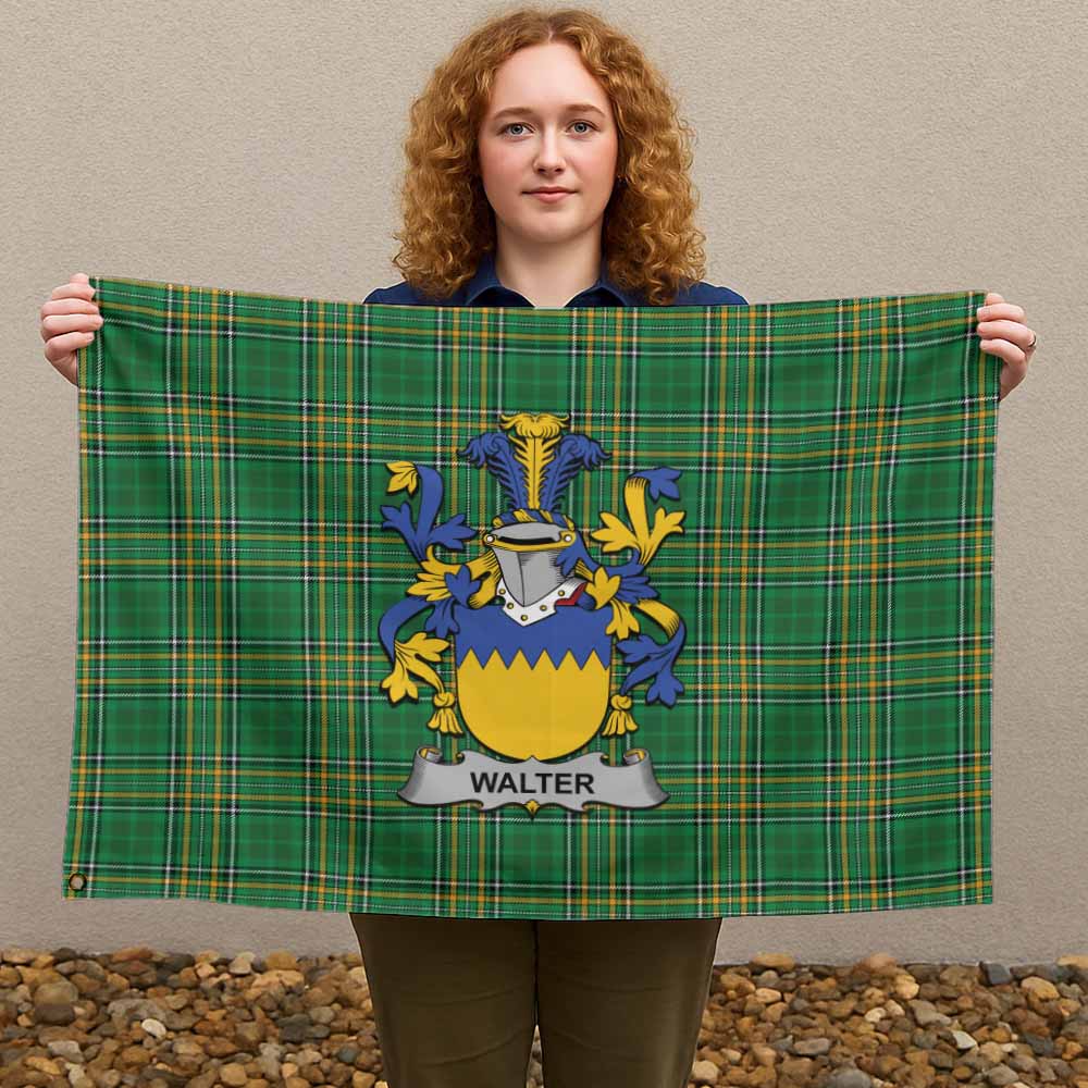 Tartan Vibes Clothing Walter Irish Clan Tartan House Flag with Coat of Arms