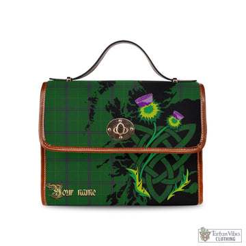 Walters Tartan Waterproof Canvas Bag with Scotland Map and Thistle Celtic Accents