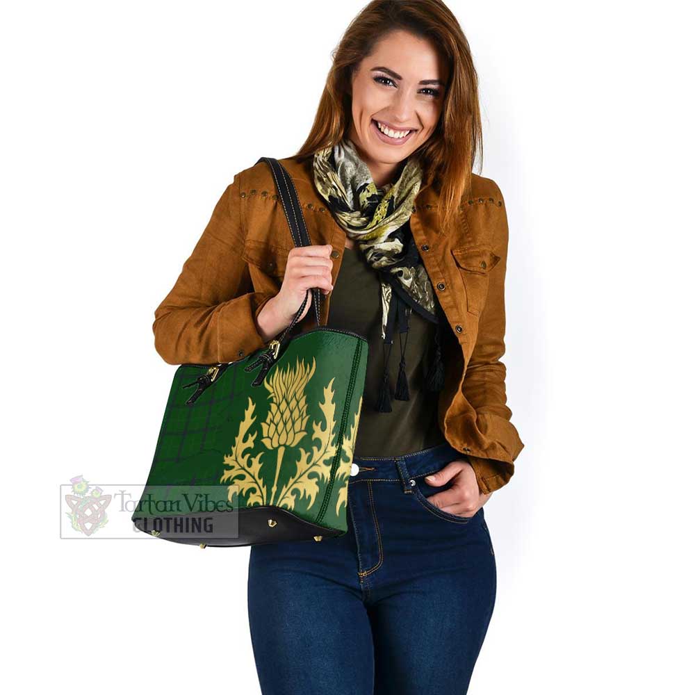 Walters Tartan Leather Tote Bag Gold Thistle Style - Tartan Vibes Clothing