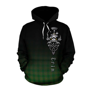 Warburton Irish Clan Cotton Hoodie with Coat of Arms Erin Go Bragh Celtic Inspired