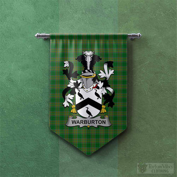 Warburton Irish Clan Tartan Gonfalon, Tartan Banner with Coat of Arms