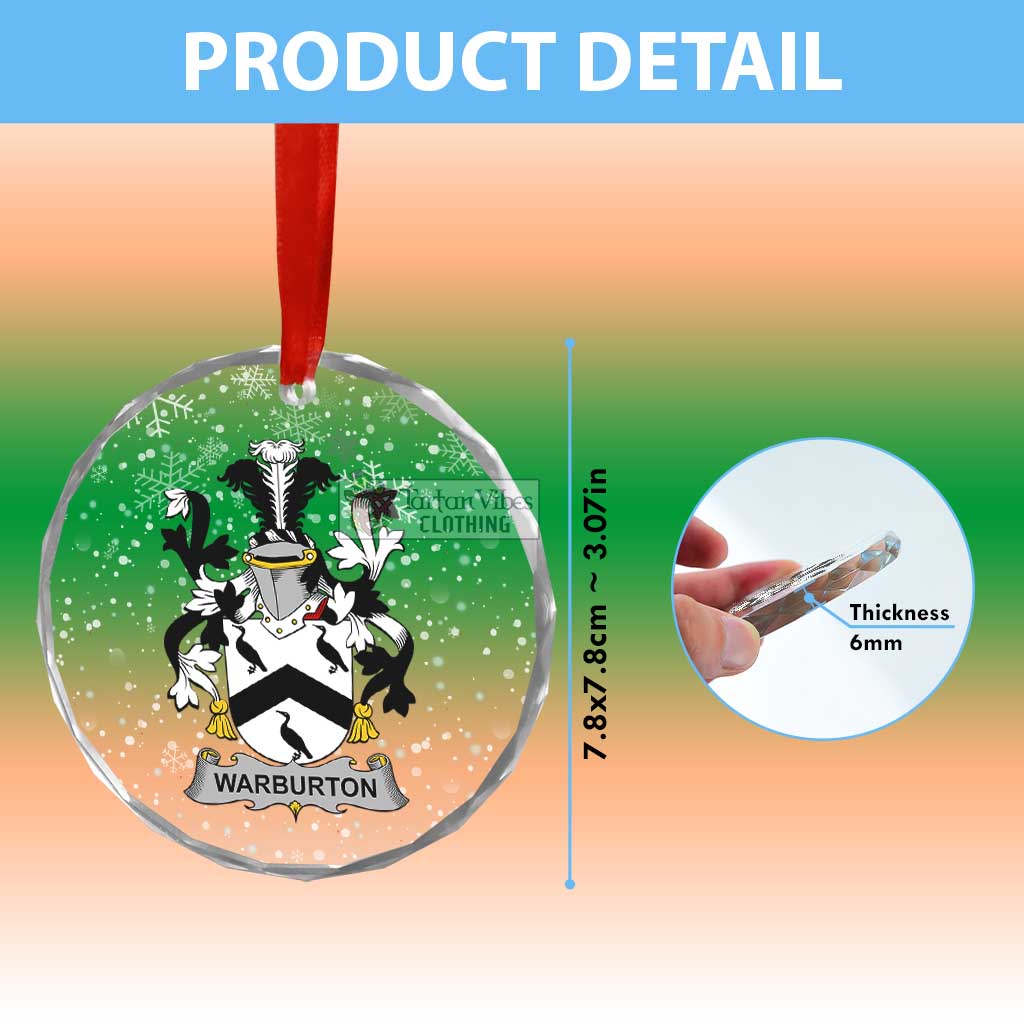 Tartan Vibes Clothing Warburton Irish Clan Christmas Glass Ornament with Coat of Arms