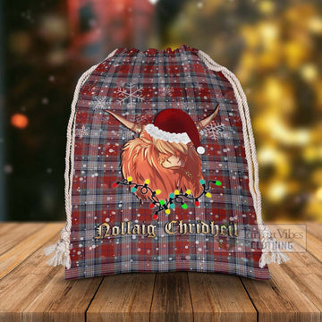 Warden Tartan Christmas Santa's Bag with Twinkle Highland Cattle - Tartan Vibes Clothing